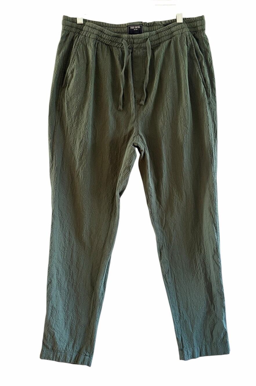 Todd Snyder Olive Green Seersucker Jogger Pants Cotton Stretch Large